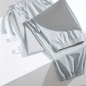 NWT Light-weight Nylon Yoga Pants, Joggers, Soft Lt Gray, Size XL /US 12